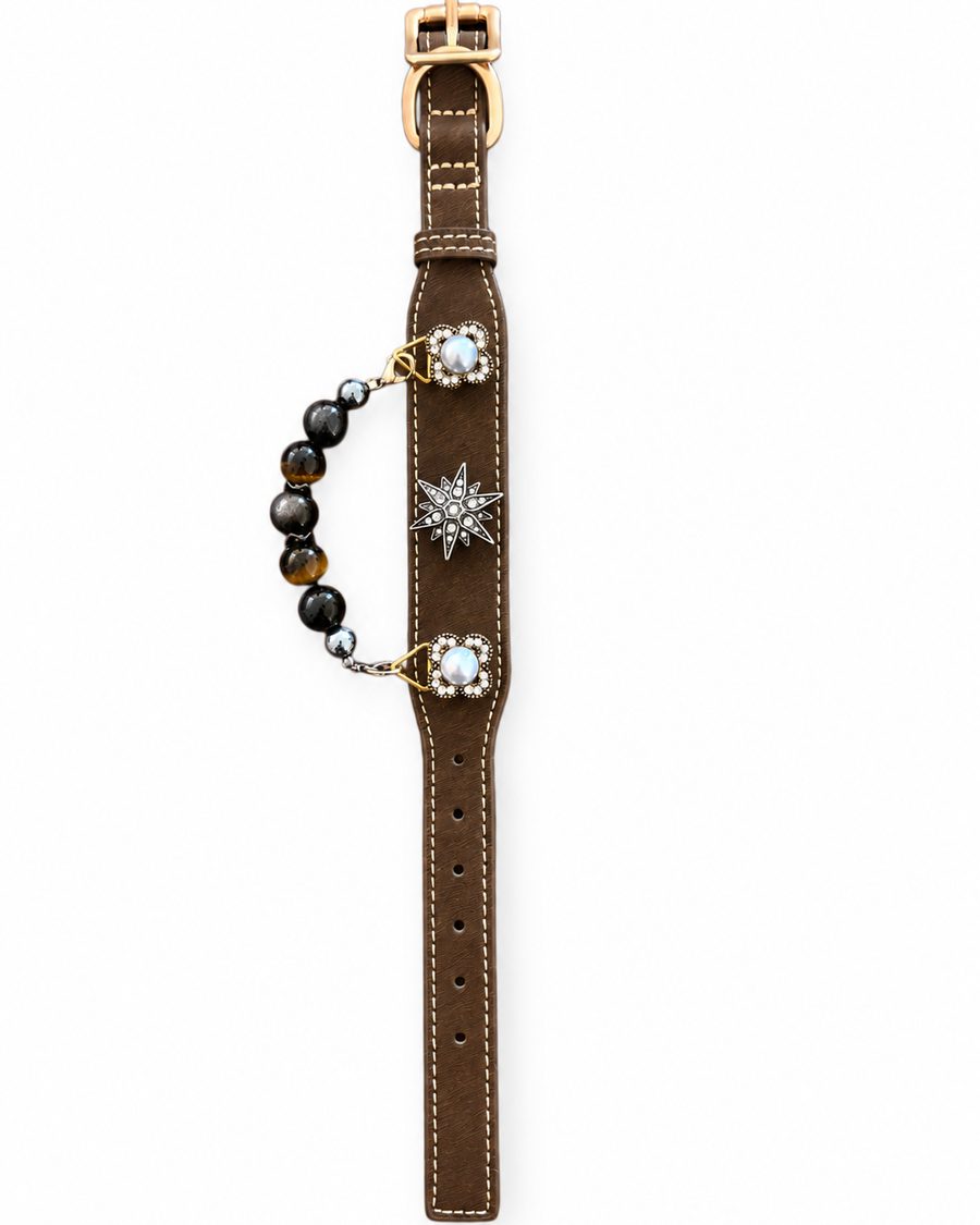 The Brown Starlight Collar, laid flat